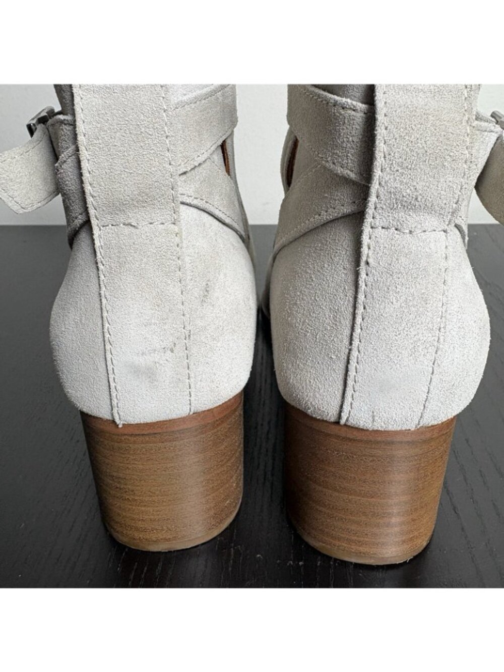 RAG & BONE Womens Size 39 Walker Suede Buckle Booties Light Gray Heeled Boots - Picture 9 of 12